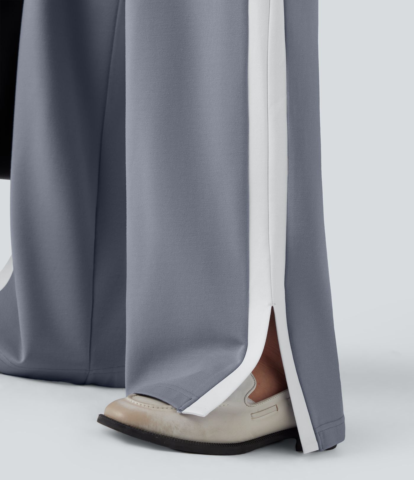 SculptKnit Mid Rise Color Block Split Work Straight Leg Pants with Pockets