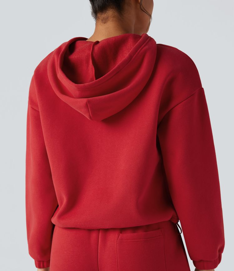 Hooded Color Block Fleece Casual Sweatshirt with Pockets