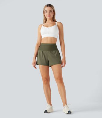 SpeedWave™ Běžecké šortky 2v1 s vysokým pasem a kontrastní síťovinou, rychleschnoucí, s kapsami