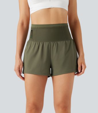 SpeedWave™ Běžecké šortky 2v1 s vysokým pasem a kontrastní síťovinou, rychleschnoucí, s kapsami