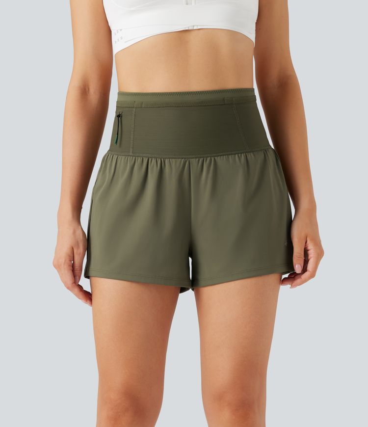 SpeedWave™ Běžecké šortky 2v1 s vysokým pasem a kontrastní síťovinou, rychleschnoucí, s kapsami