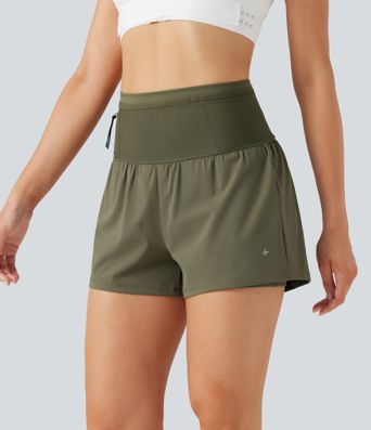 SpeedWave™ Běžecké šortky 2v1 s vysokým pasem a kontrastní síťovinou, rychleschnoucí, s kapsami