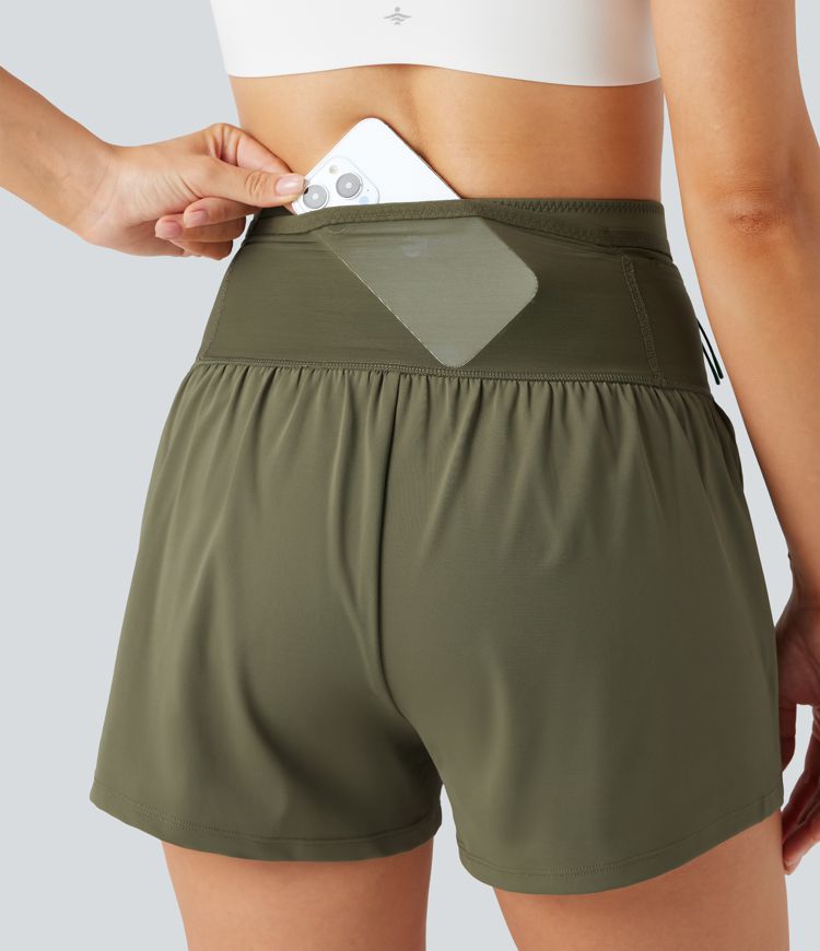 SpeedWave™ Běžecké šortky 2v1 s vysokým pasem a kontrastní síťovinou, rychleschnoucí, s kapsami