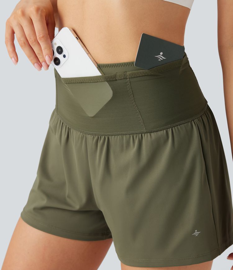 SpeedWave™ Běžecké šortky 2v1 s vysokým pasem a kontrastní síťovinou, rychleschnoucí, s kapsami