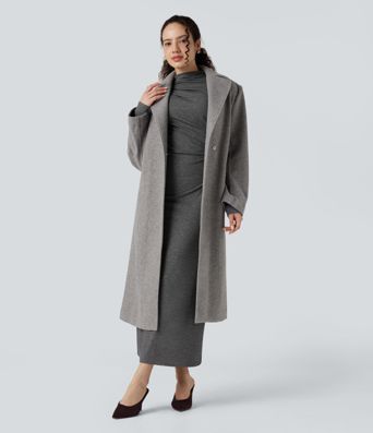 Vestido midi casual de manga larga con cuello alto