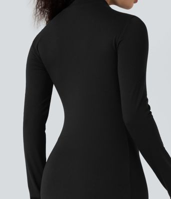 Vestito midi casual a manica lunga con collo a lupetto