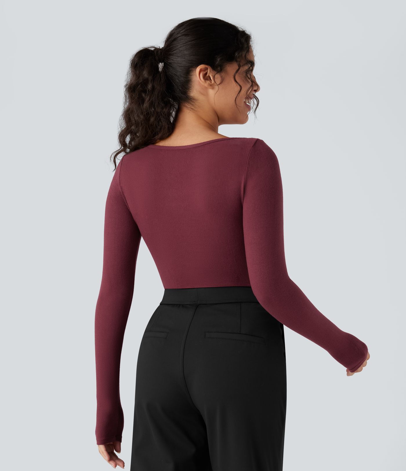 Scoop Neck Long Sleeve Work Warming T-Shirt