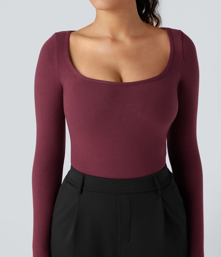 T-shirt réchauffant col échancré manches longues