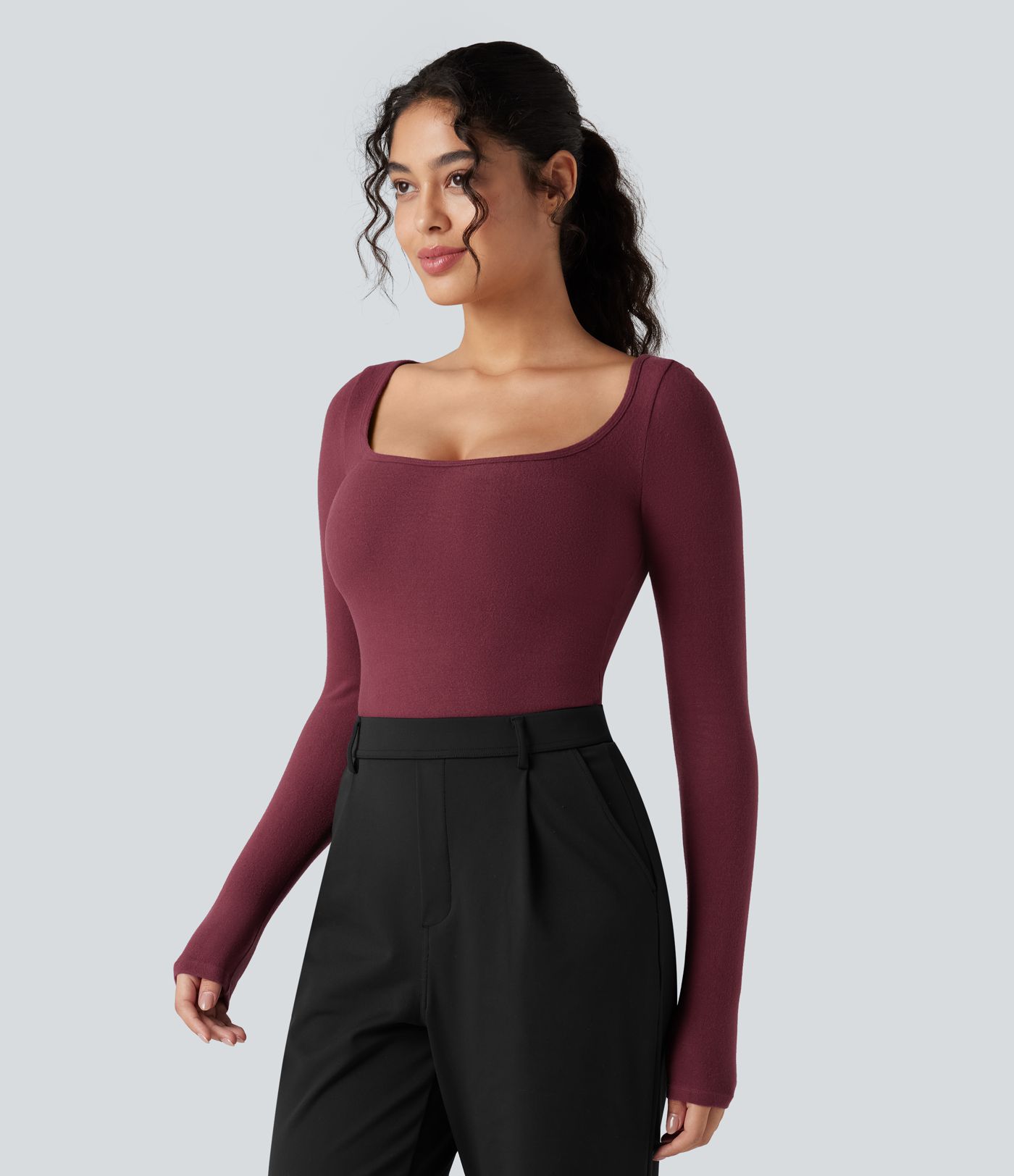 Scoop Neck Long Sleeve Work Warming T-Shirt