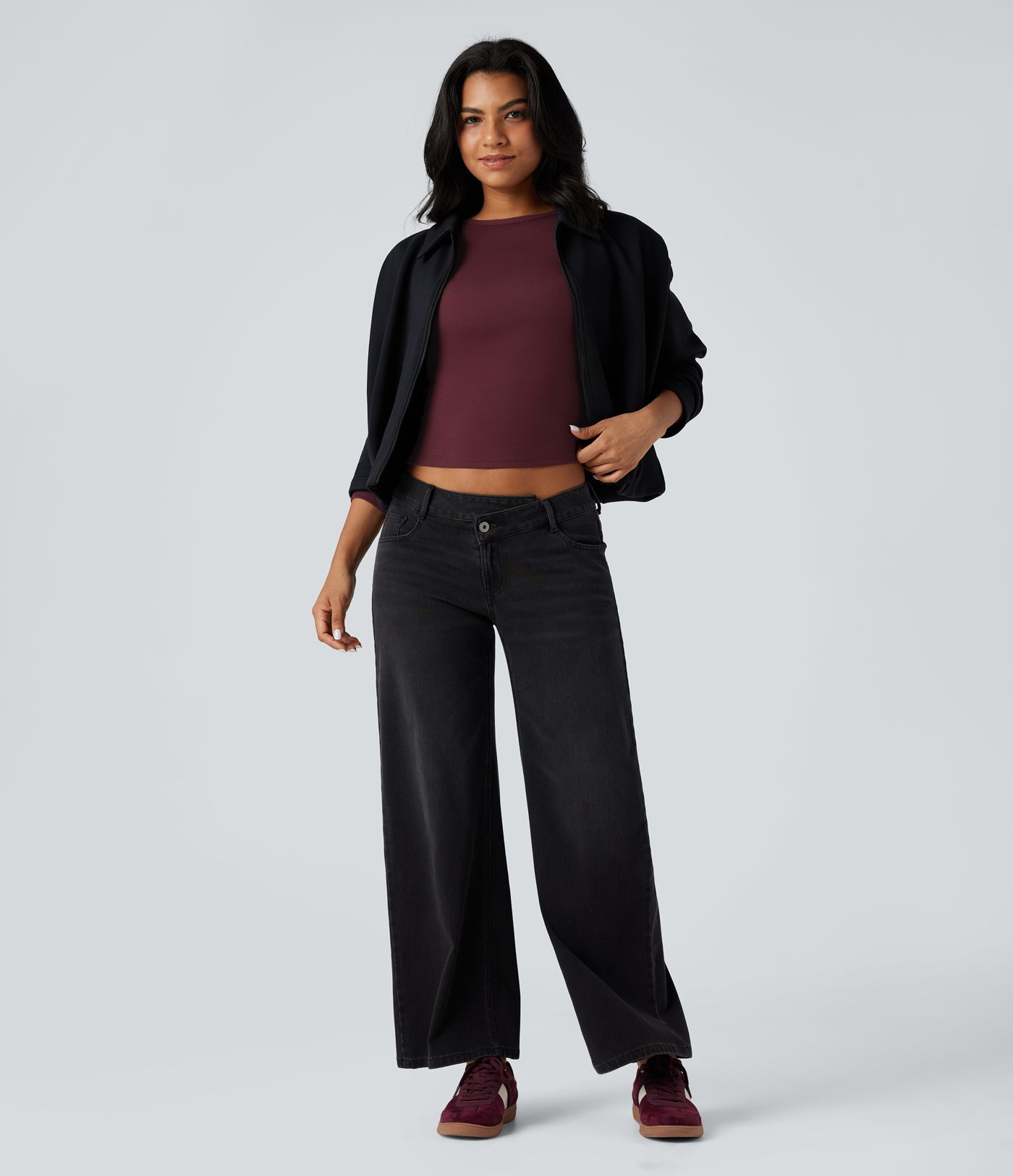 Round Neck Long Sleeve Thumb Holes Casual Wool-Blend Top