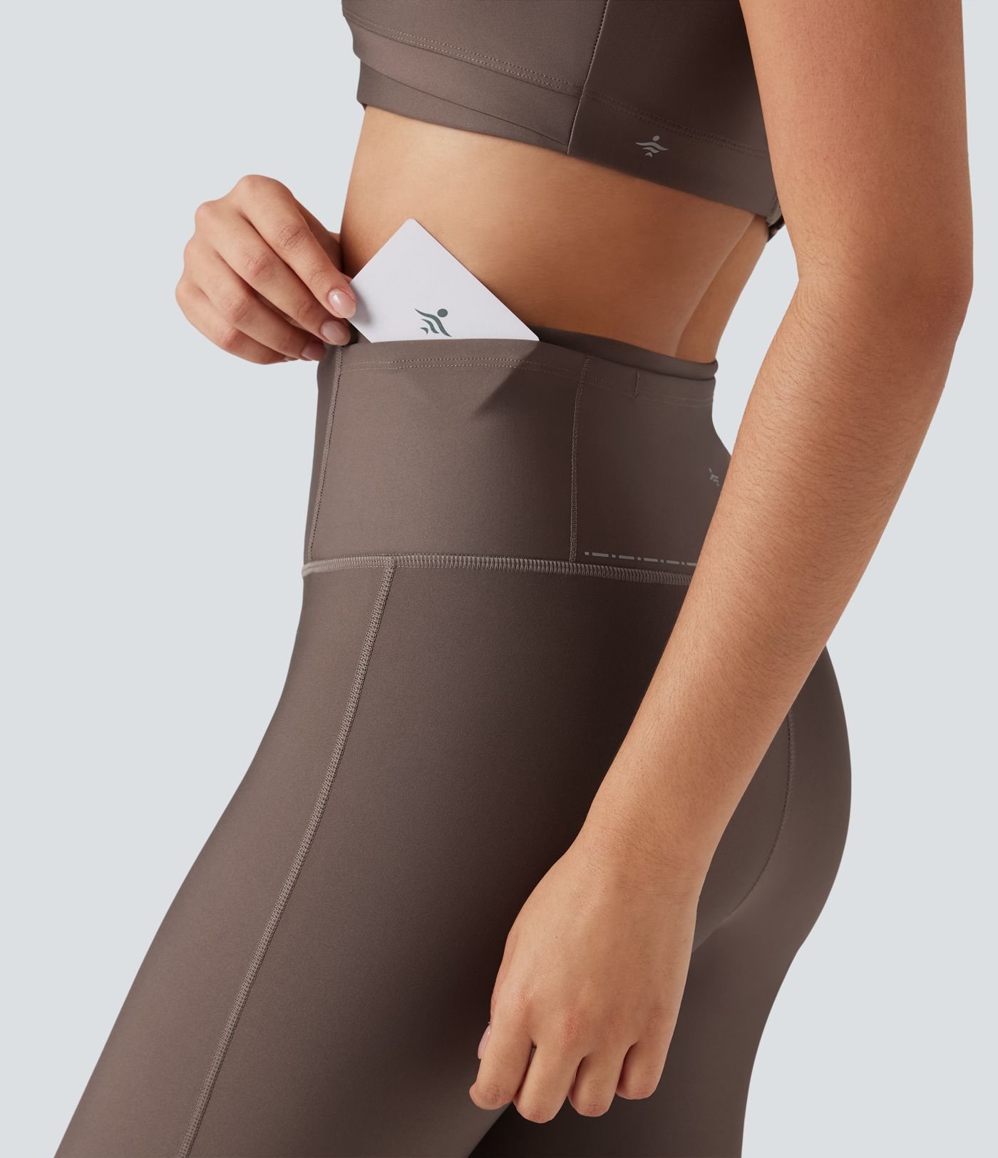 High Waisted Sheen Running Leggings with Pockets-Knee Support