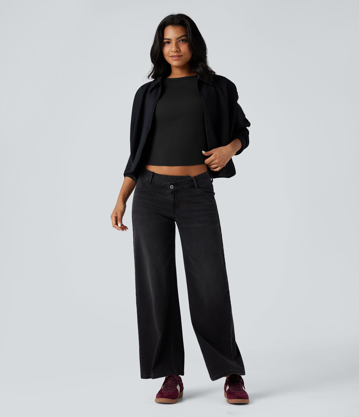 Round Neck Long Sleeve Thumb Holes Casual Wool-Blend Top