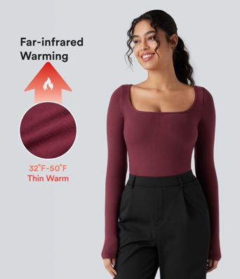 Halara HeatCore Scoop Neck Long Sleeve Work Warming T-Shirt