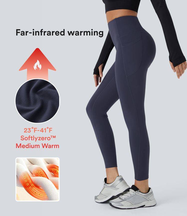 SoftlyZero™ Plush Thermal High Waisted Tummy Control Pocket Workout Leggings