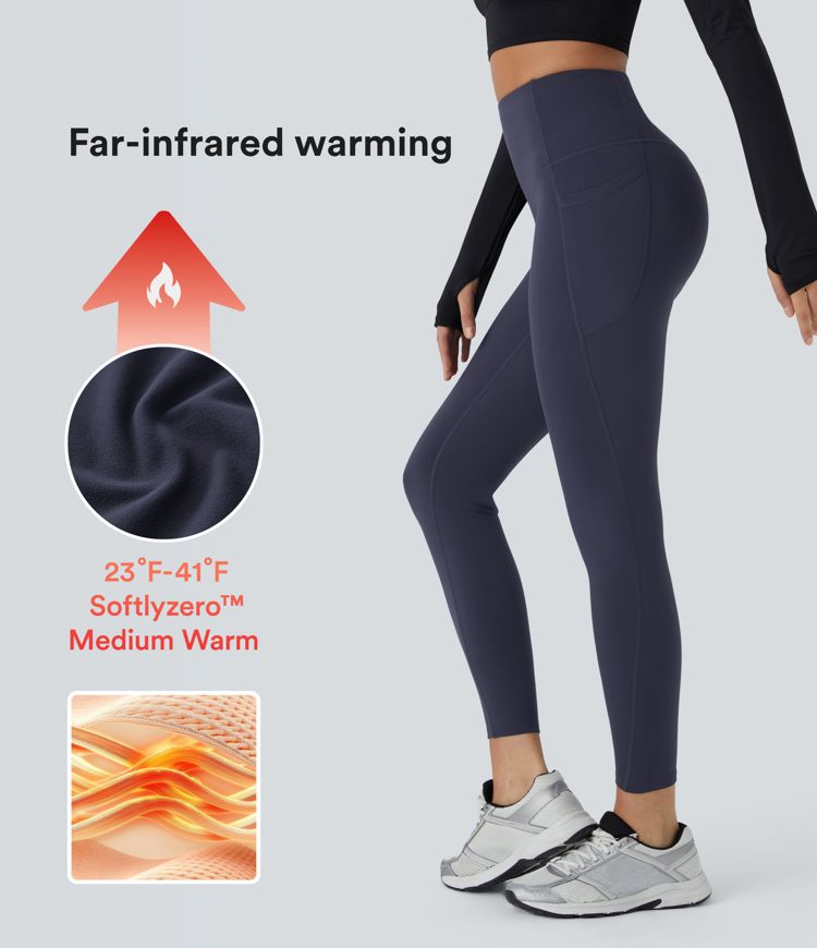 SoftlyZero™ Plush Thermal High Waisted Tummy Control Pocket Workout Leggings