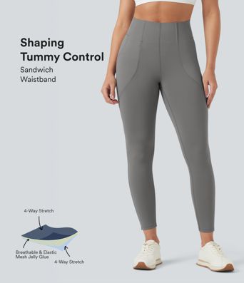 High Waisted Tummy Control Casual Leggings with Pockets