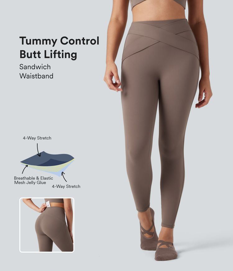 SoCinched High Waisted Tummy Control Butt Lifting Yoga Leggings with Pocket