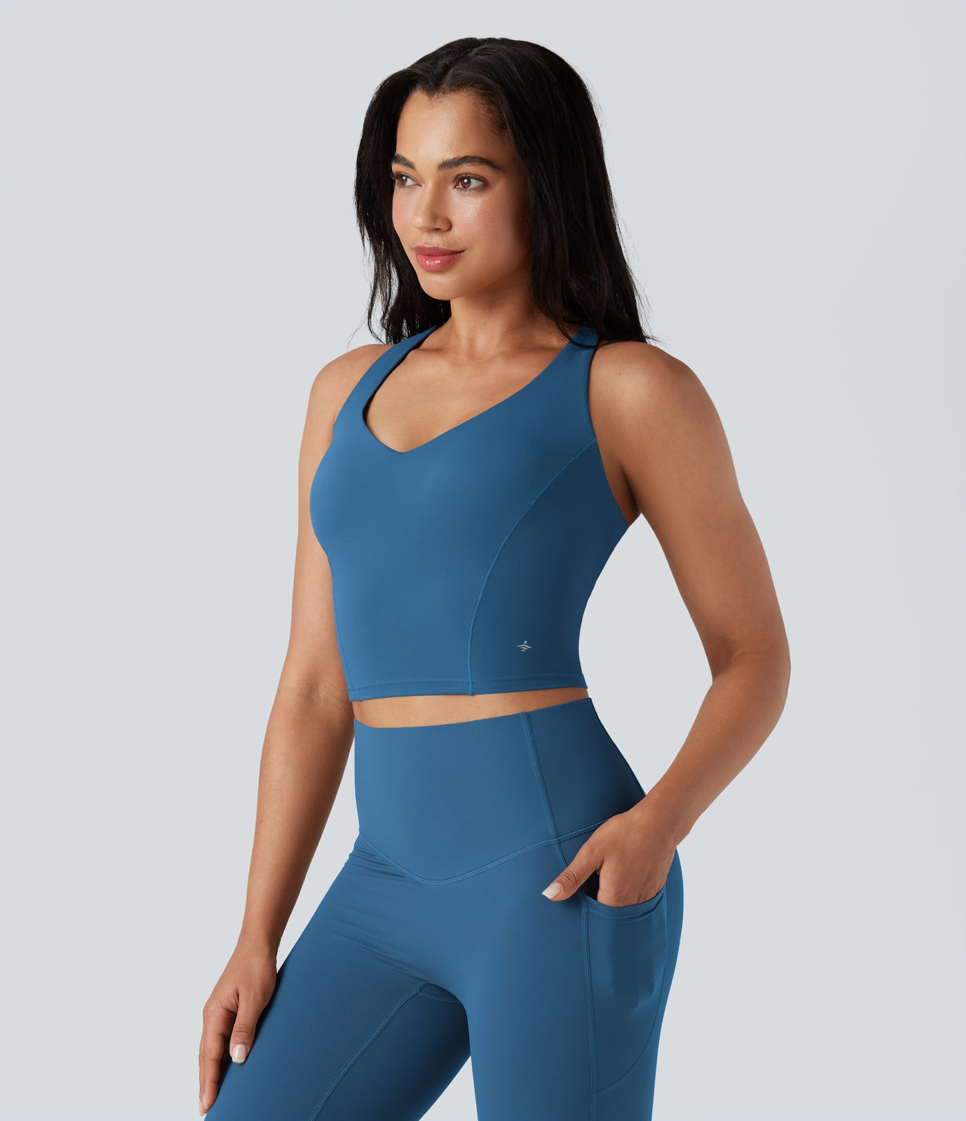 Halara UltraSculpt™ Deep V-neck Push-Up Crisscross Back 2-in-1 Yoga Tank Top