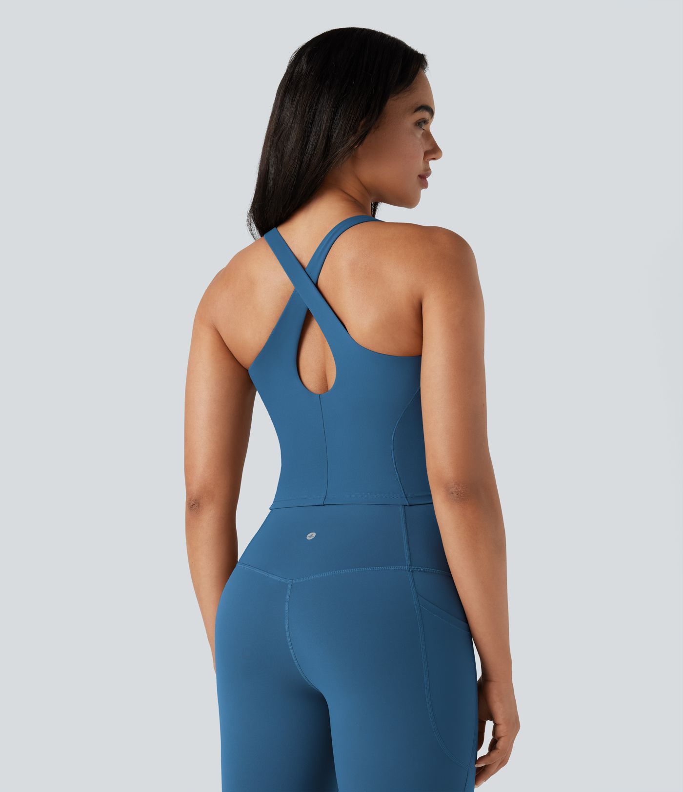 Halara UltraSculpt™ Deep V-neck Push-Up Crisscross Back 2-in-1 Yoga Tank Top