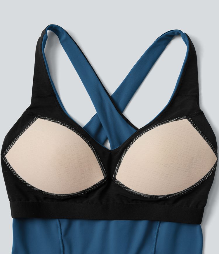 Halara UltraSculpt™ Deep V-neck Push-Up Crisscross Back 2-in-1 Yoga Tank Top