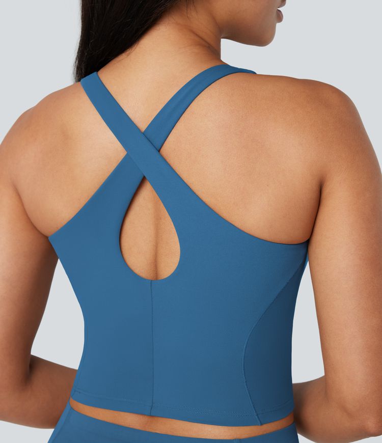 Halara UltraSculpt™ Deep V-neck Push-Up Crisscross Back 2-in-1 Yoga Tank Top