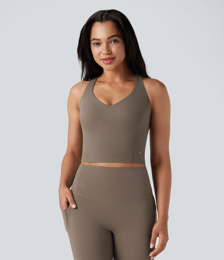 Halara UltraSculpt™ Deep V-neck Push-Up Crisscross Back 2-in-1 Yoga Tank Top