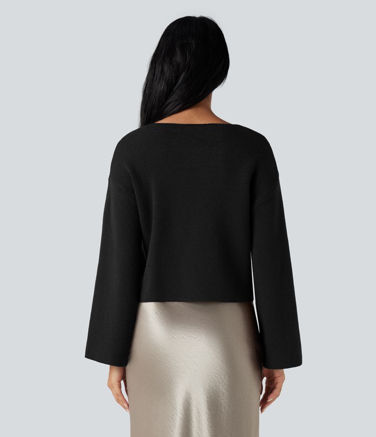 V-neck Reglan Long Sleeve Relaxed Fit Work Cardigan