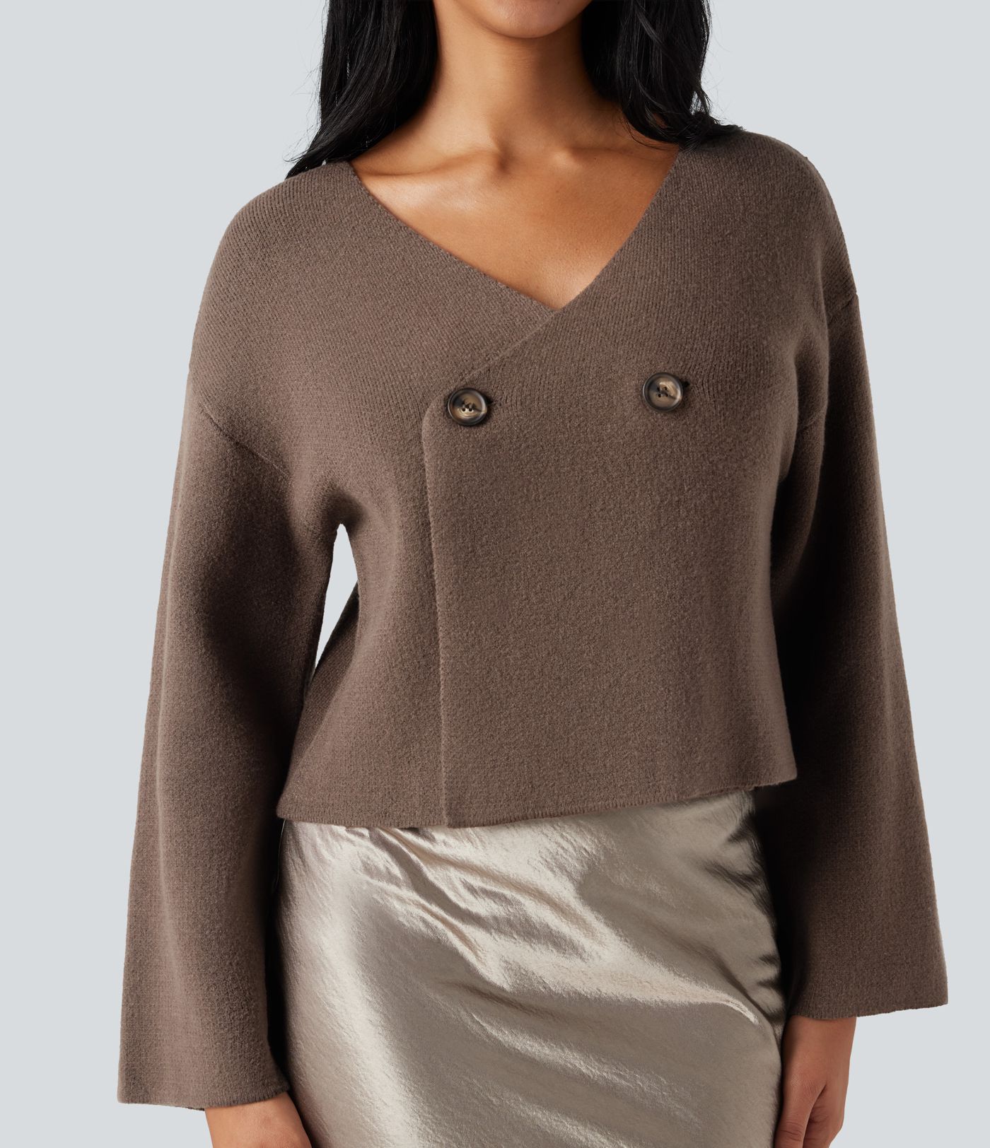 V-neck Reglan Long Sleeve Relaxed Fit Work Cardigan