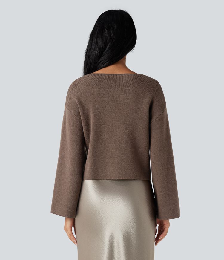 V-neck Reglan Long Sleeve Relaxed Fit Work Cardigan