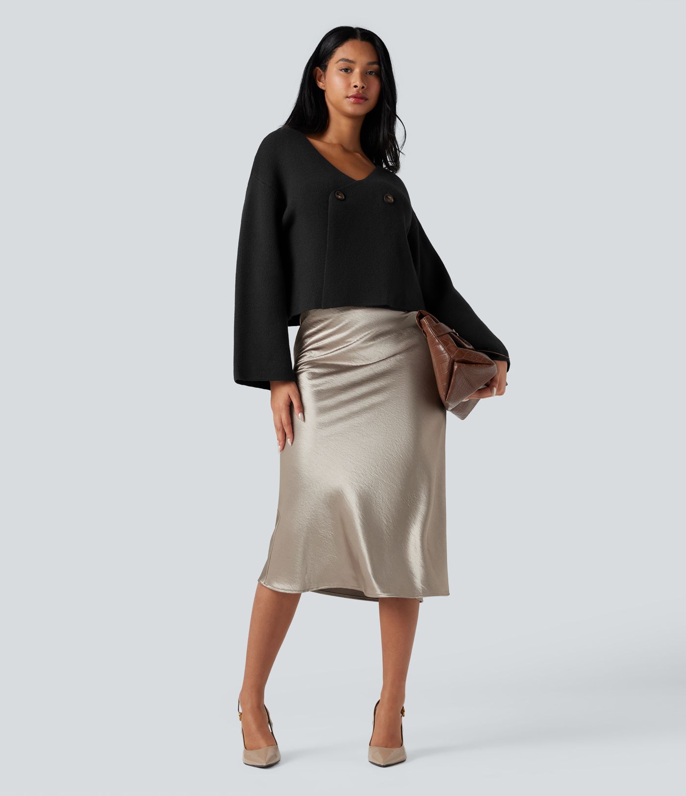 V-neck Reglan Long Sleeve Relaxed Fit Work Cardigan