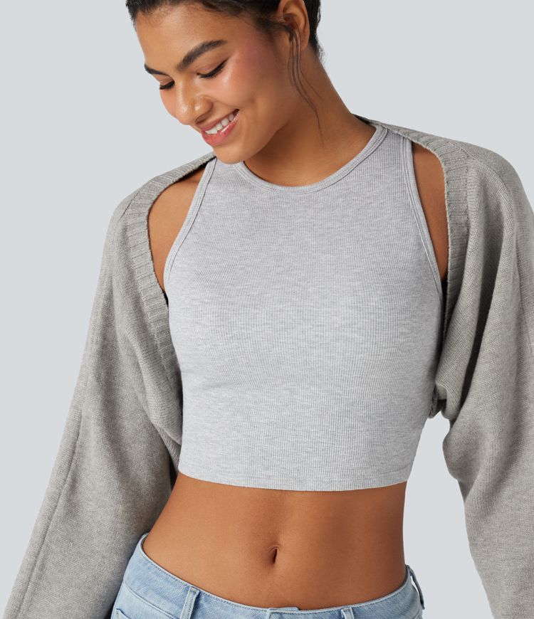 Reglan Long Sleeve Relaxed Fit Casual Sweater Shrug