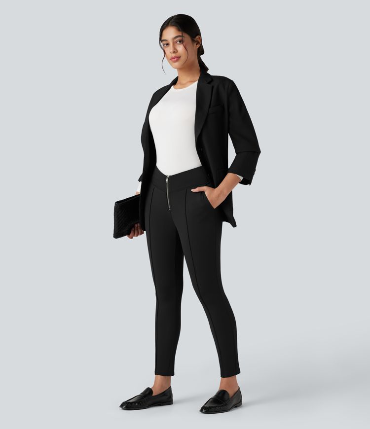 Pantalon tailleur thermique SoftlyZero™ Plush taille en V taille haute avec fermeture éclair et poches