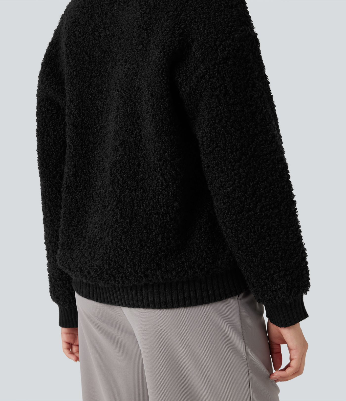 Lapel Reglan Long Sleeve Work Sweater with Pockets