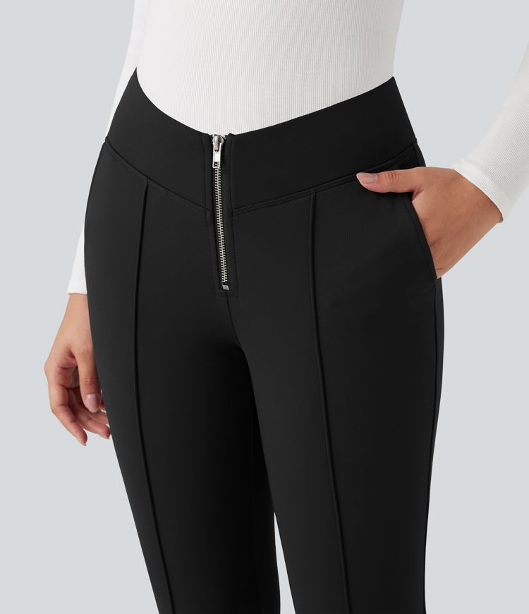 Pantalon tailleur thermique SoftlyZero™ Plush taille en V taille haute avec fermeture éclair et poches