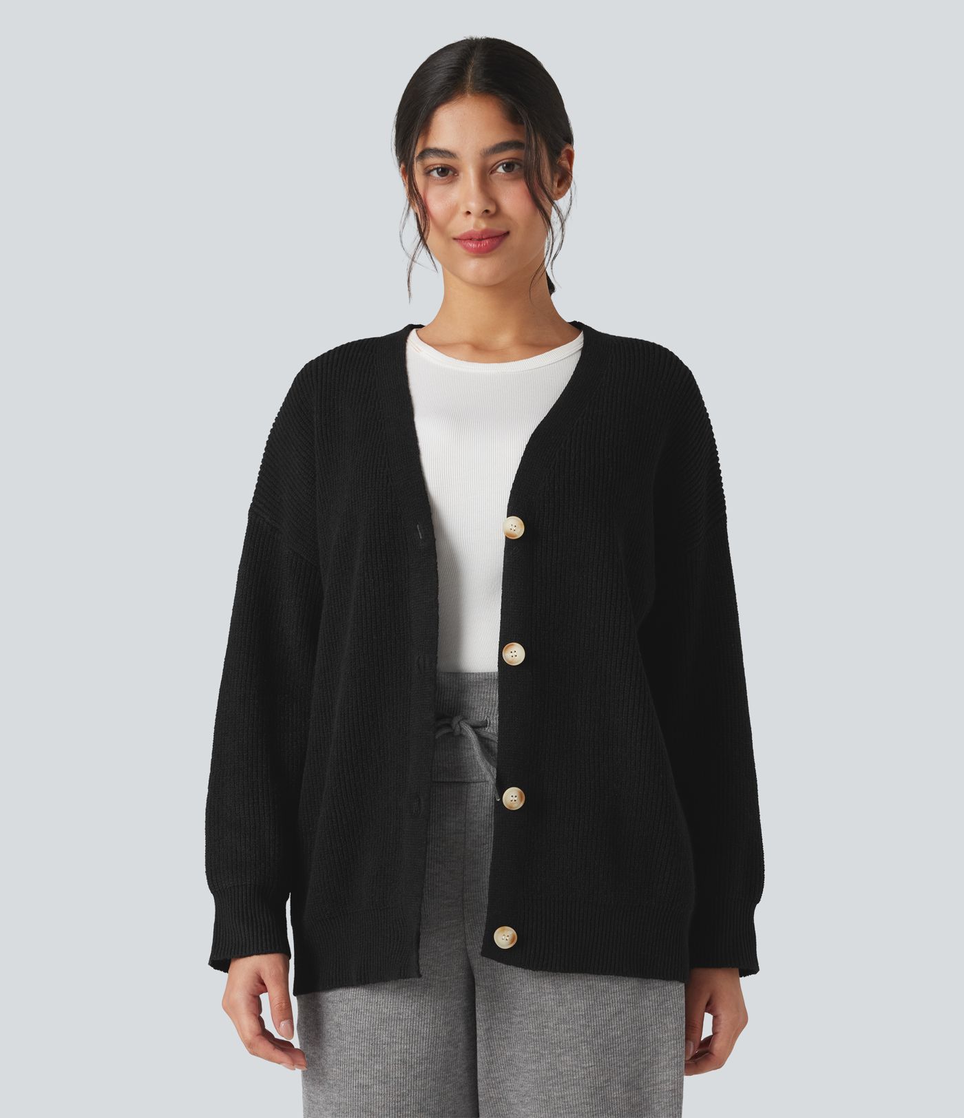 V-neck Long Sleeve Casual Cardigan