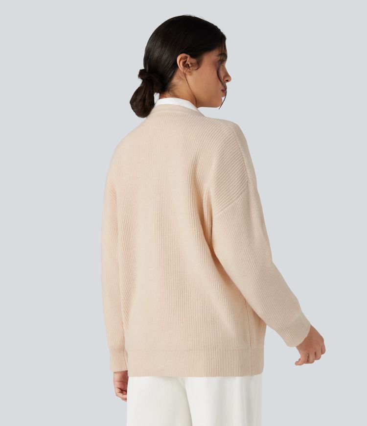 V-neck Long Sleeve Casual Cardigan