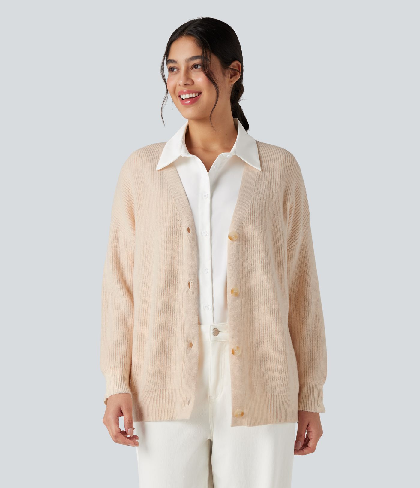 V-neck Long Sleeve Casual Cardigan