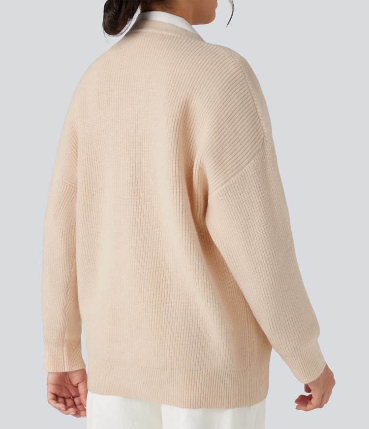 V-neck Long Sleeve Casual Cardigan