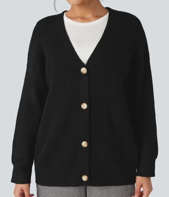 V-neck Long Sleeve Casual Cardigan