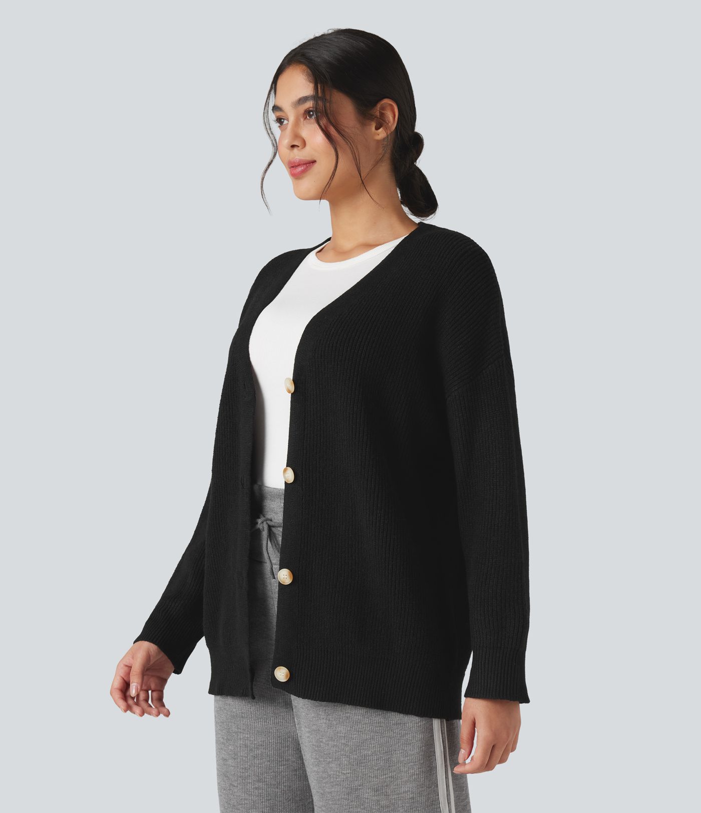 V-neck Long Sleeve Casual Cardigan