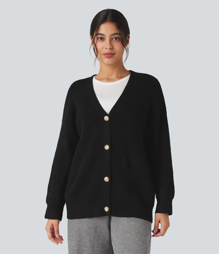 V-neck Long Sleeve Casual Cardigan