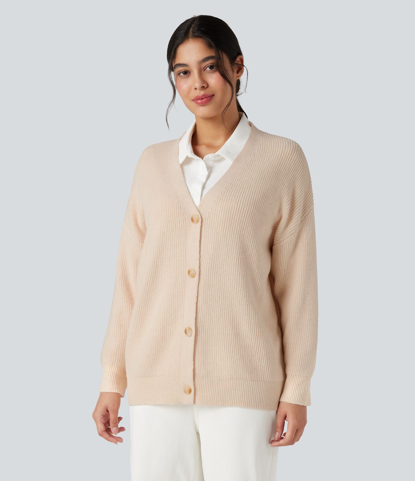 V-neck Long Sleeve Casual Cardigan