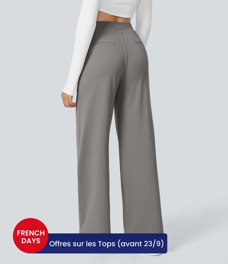 Pracovné nohavice s vysokým pásom, vreckami a rovnými nohavicami