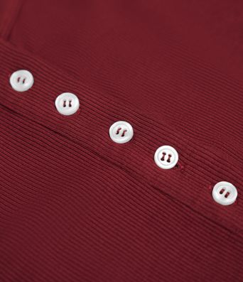 Ribbed Knit Henley Sleeveless Slim Casual Top