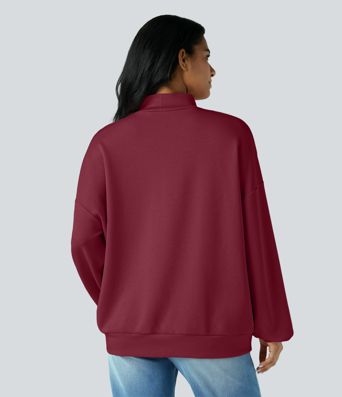 Sudadera Relajada de Cuello Alto in Bolsillos