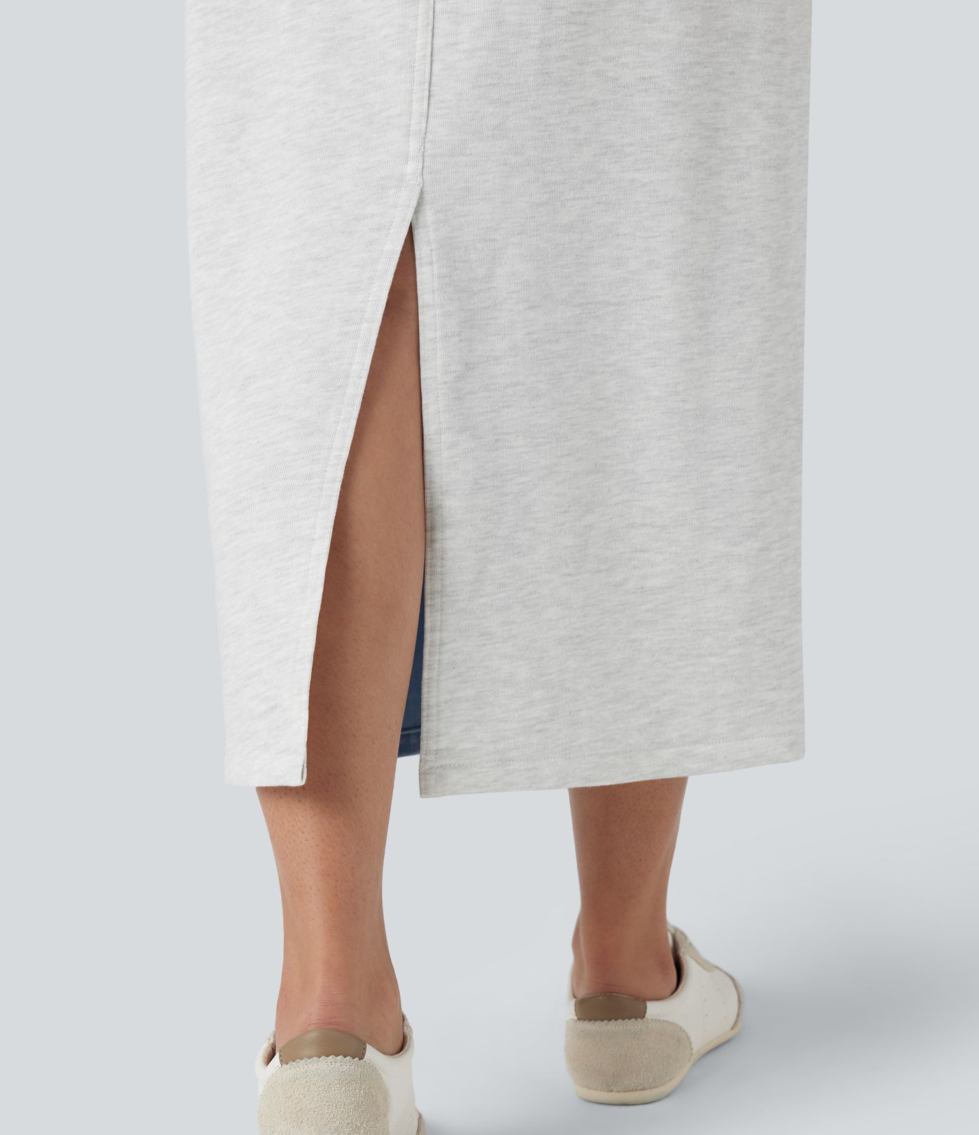 Halara Flex™ High Waisted Split Midi Color Block Denim Casual Skirt with Pockets