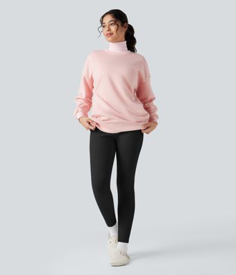 Ribbed Knit High-waisted Lounging 7/8 Fleece Legging with Pockets