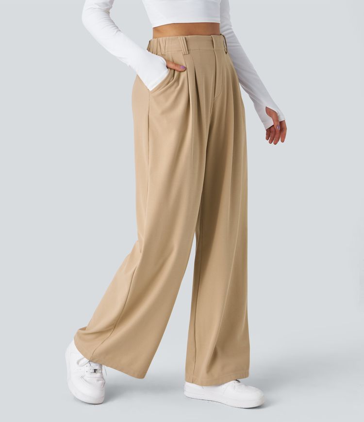 Halara Flex™ High Waisted Side Pocket Wide Leg Waffle Work Pants