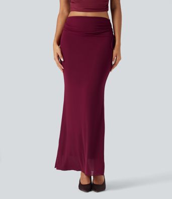 Falda maxi ajustada de talle alto con cordones