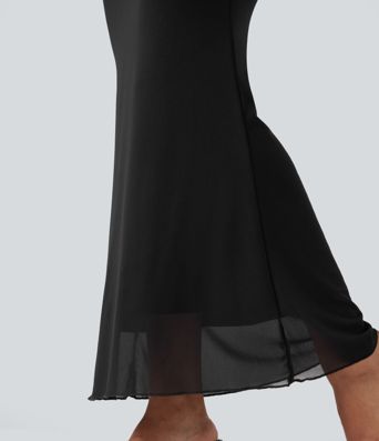 Falda maxi ajustada de talle alto con cordones